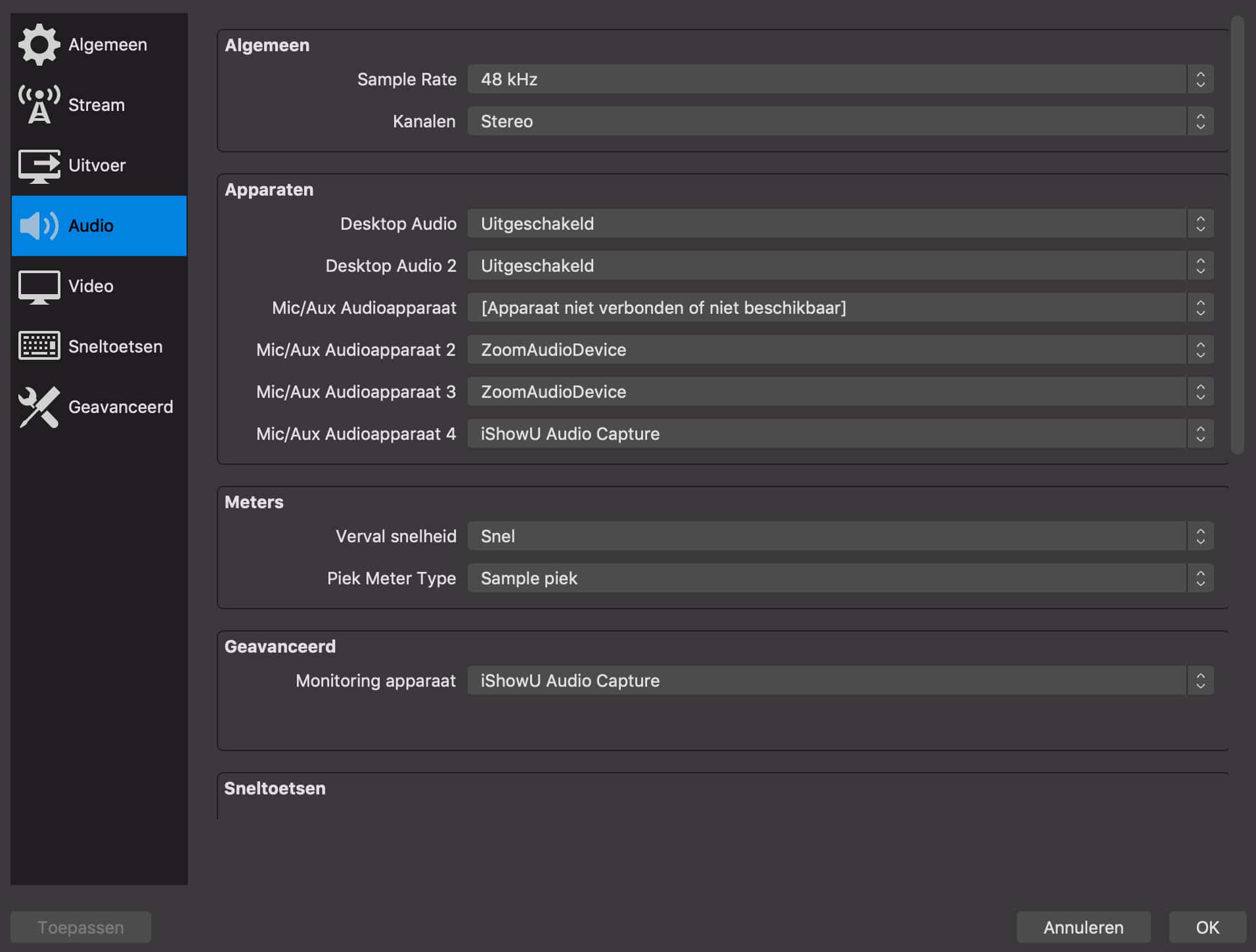 Audio invoer OBS Studio